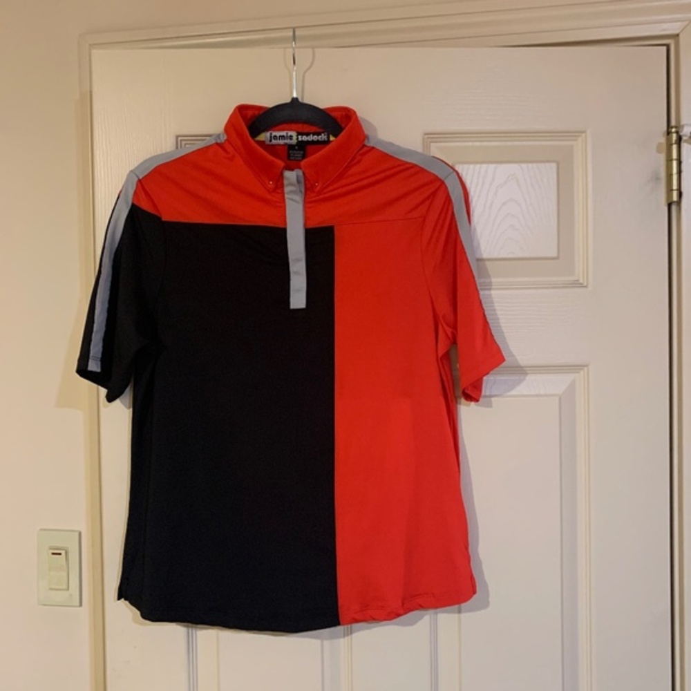 Jamie Sadock Red/Black/Gray Golf Top sz S